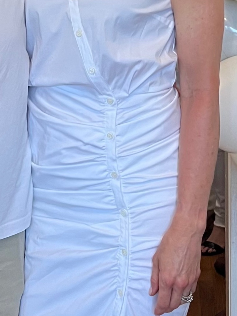 White Veronica Beard Ruched Midi Dress